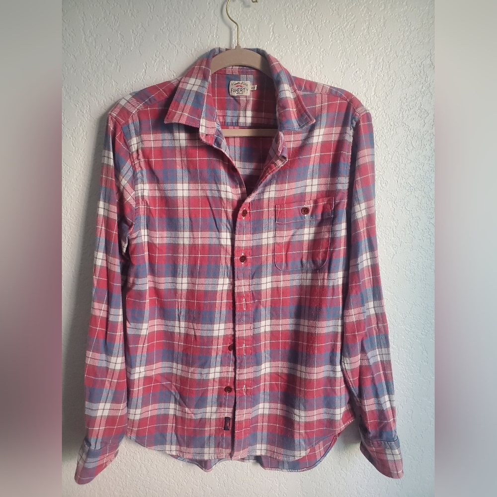 Faherty Men's Plaid Long Sleeve Button Down Shirt Size M